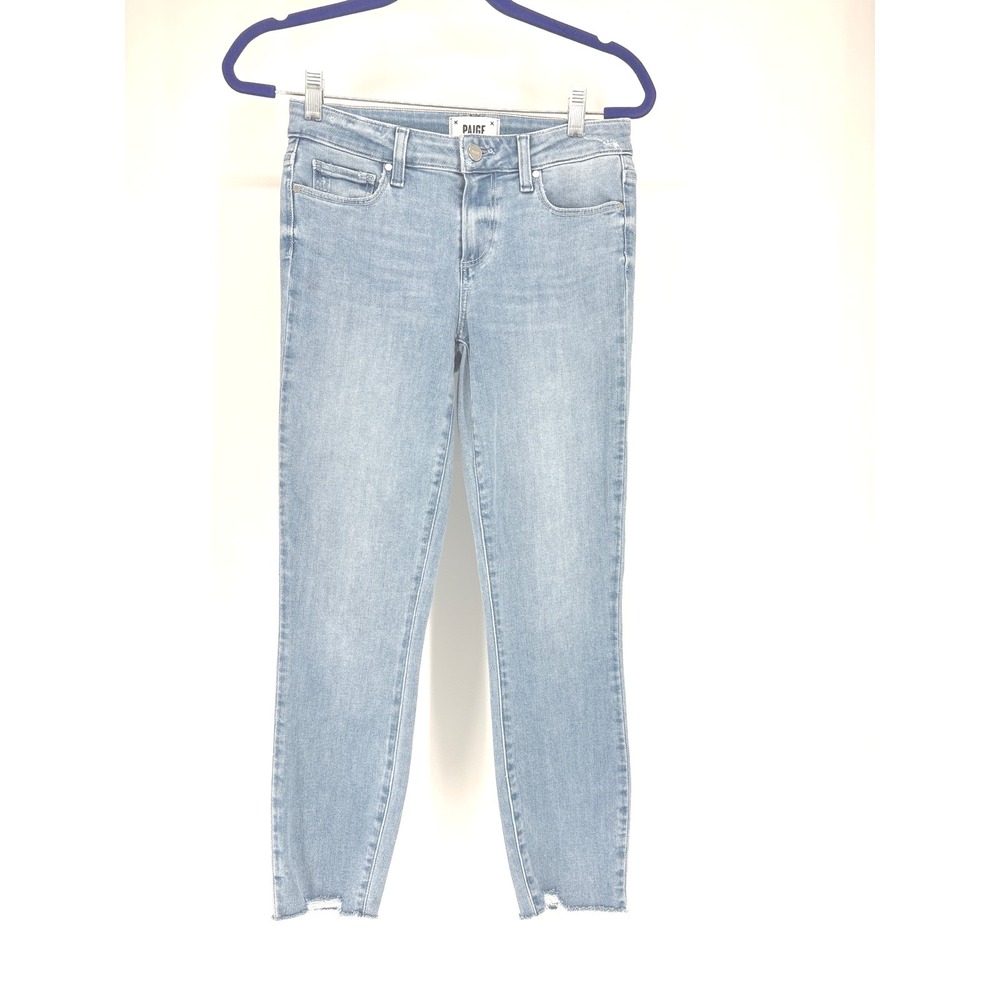 Paige Jeans Verdugo Crop Raw-Hem Skinny Jeans Women 26 Blue Denim Pants